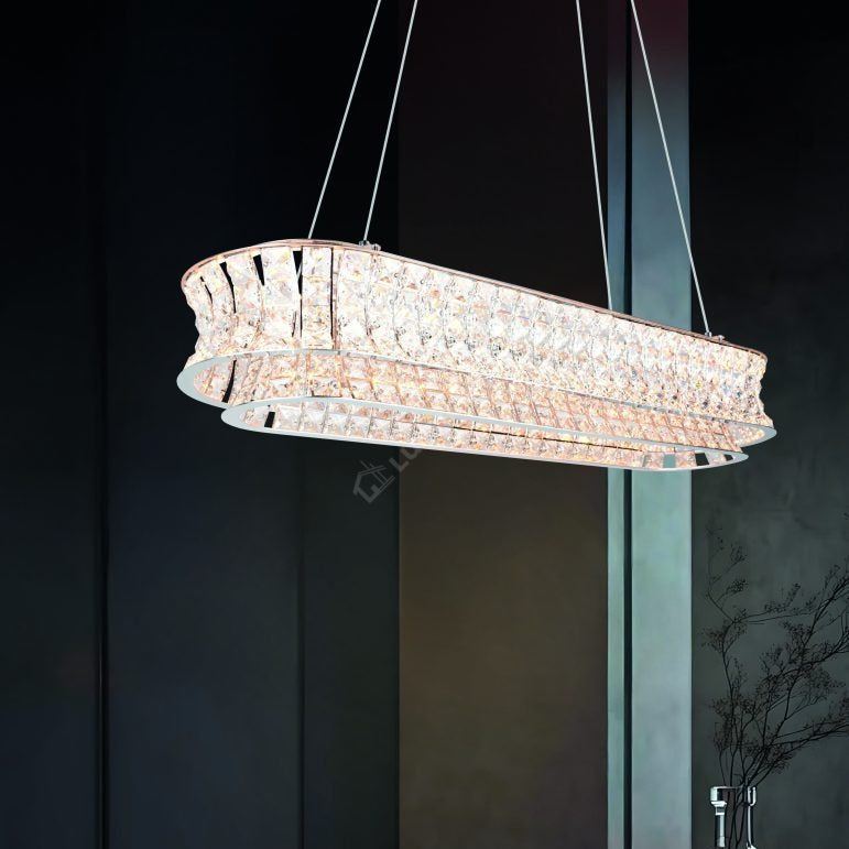 Candelabru LED Suspendat Premium Zevion Silver Crystal Echivalent 600W