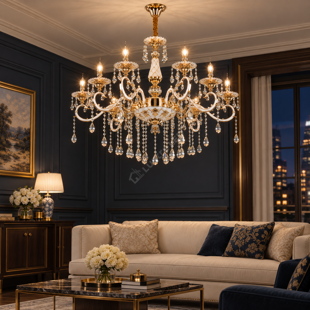 Candelabru Neoclasic Elegance Gold 12xE14 Ø75CM