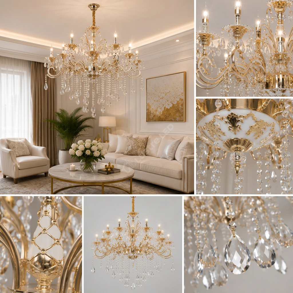 Candelabru Neoclasic Elegance Gold 12xE14 Ø75CM