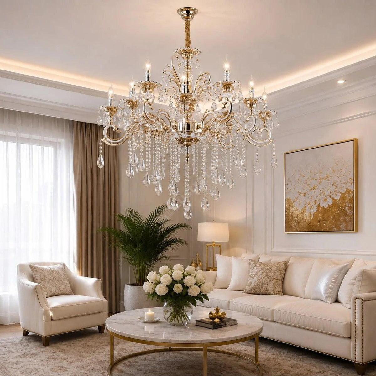 Candelabru Neoclasic Elegance Gold 12xE14 Ø75CM