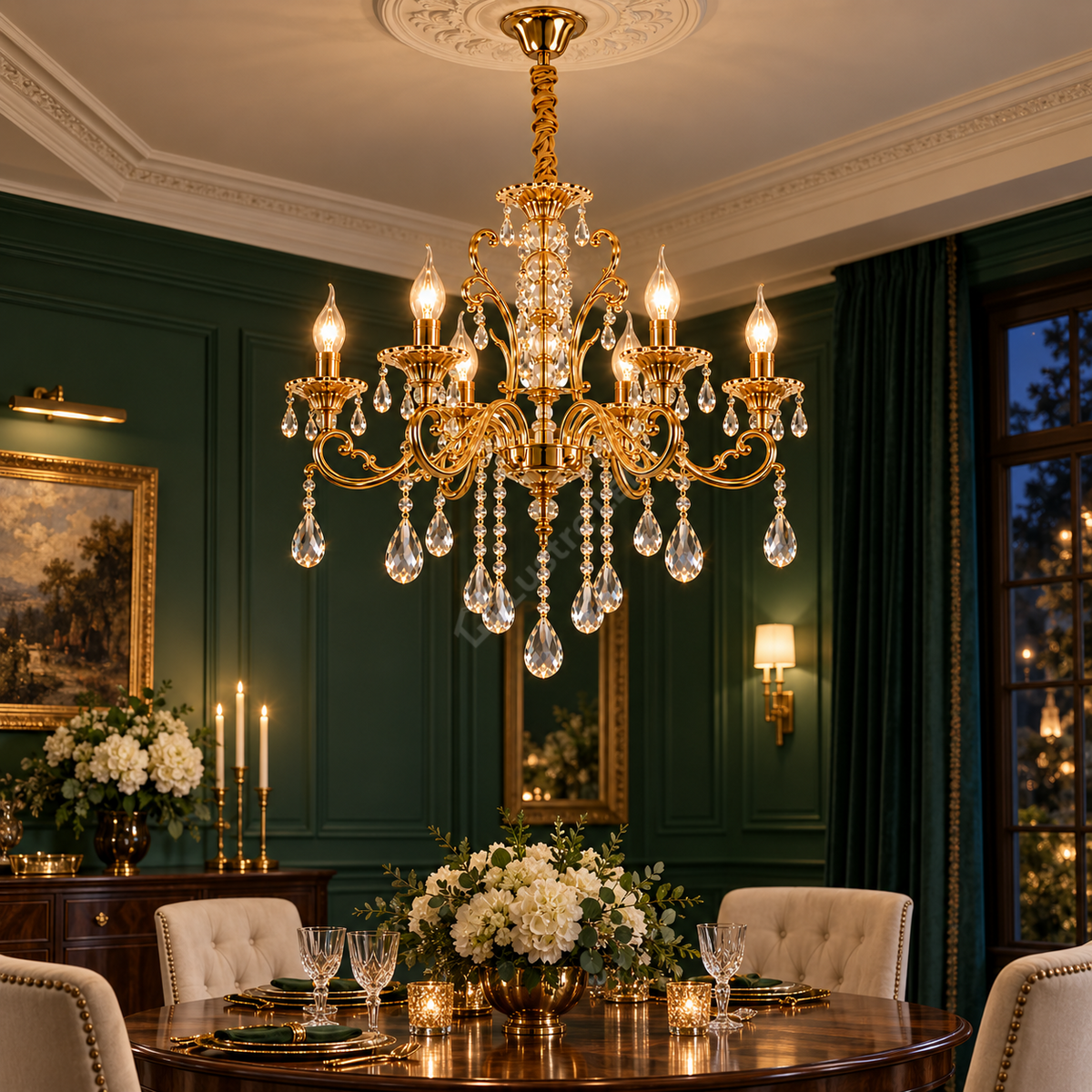 Candelabru Cristal Neoclasic Gold Elegance
