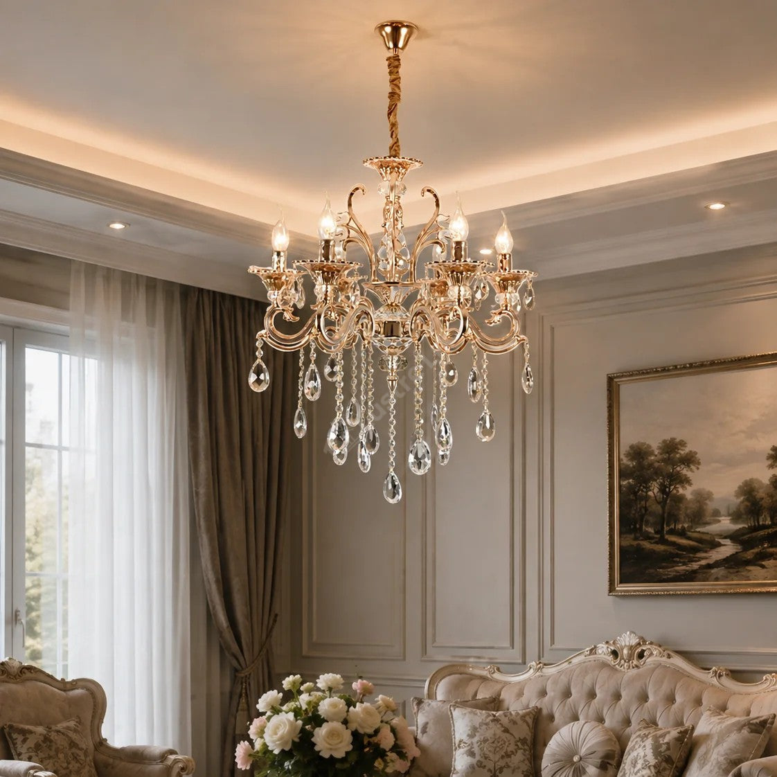 Candelabru Cristal Neoclasic Gold Elegance