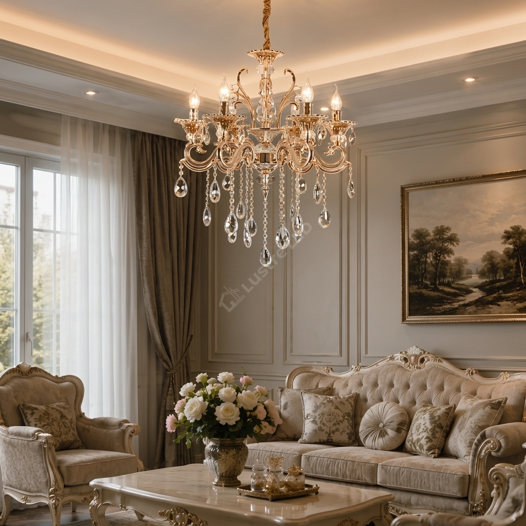Candelabru Cristal Neoclasic Gold Elegance