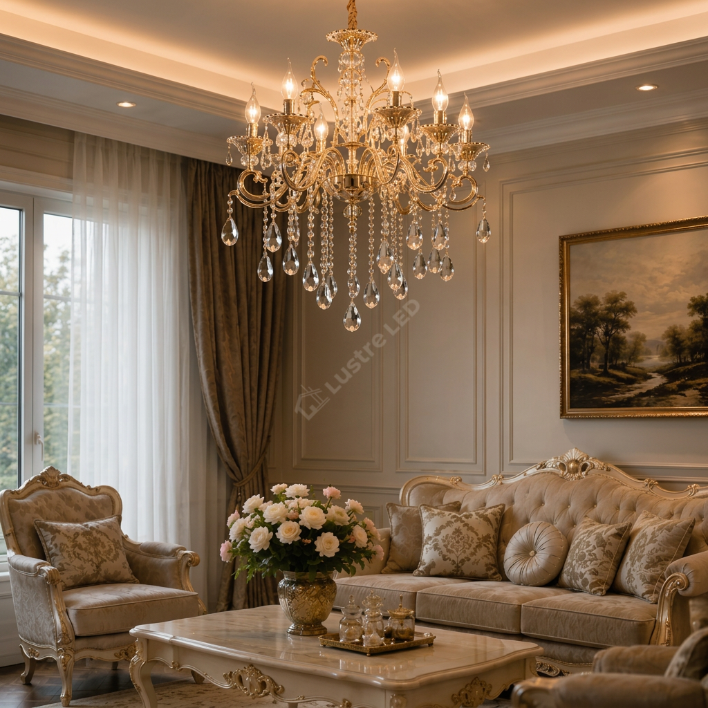 Candelabru Cristal Neoclasic Gold Elegance