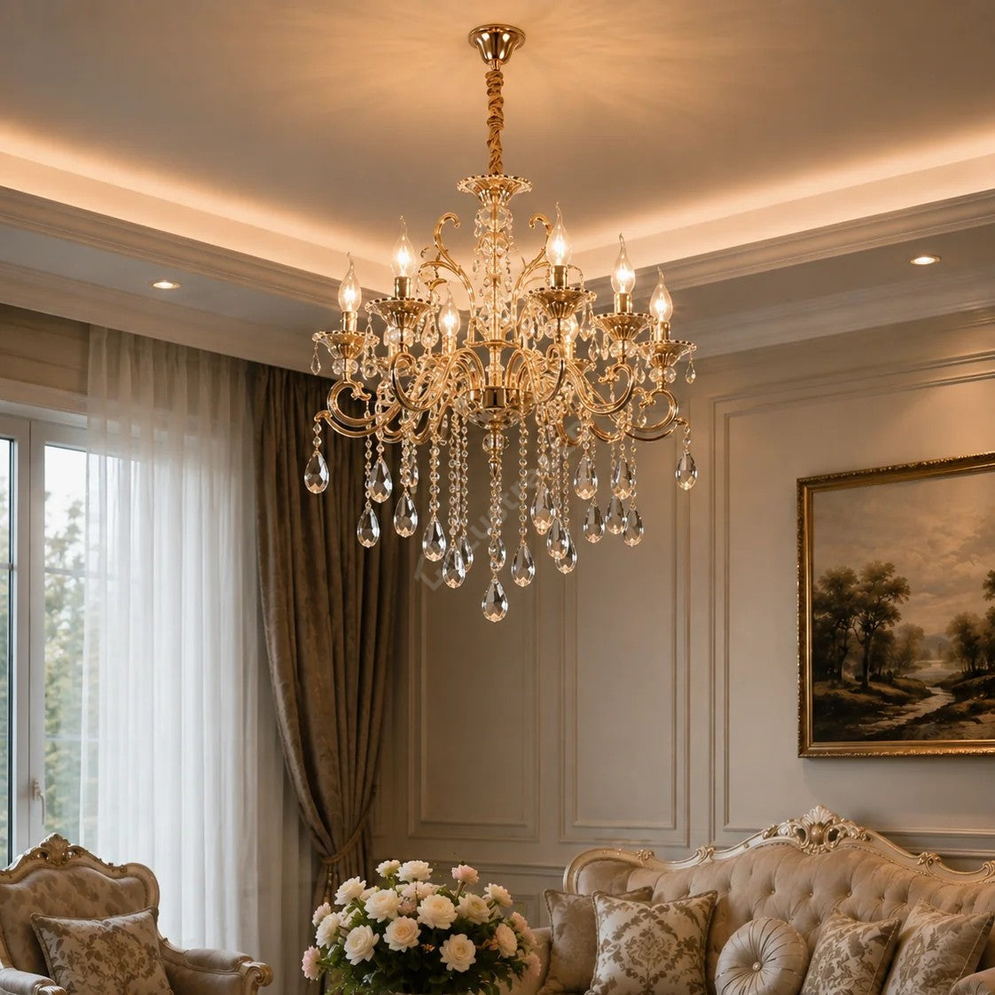 Candelabru Cristal Neoclasic Gold Elegance