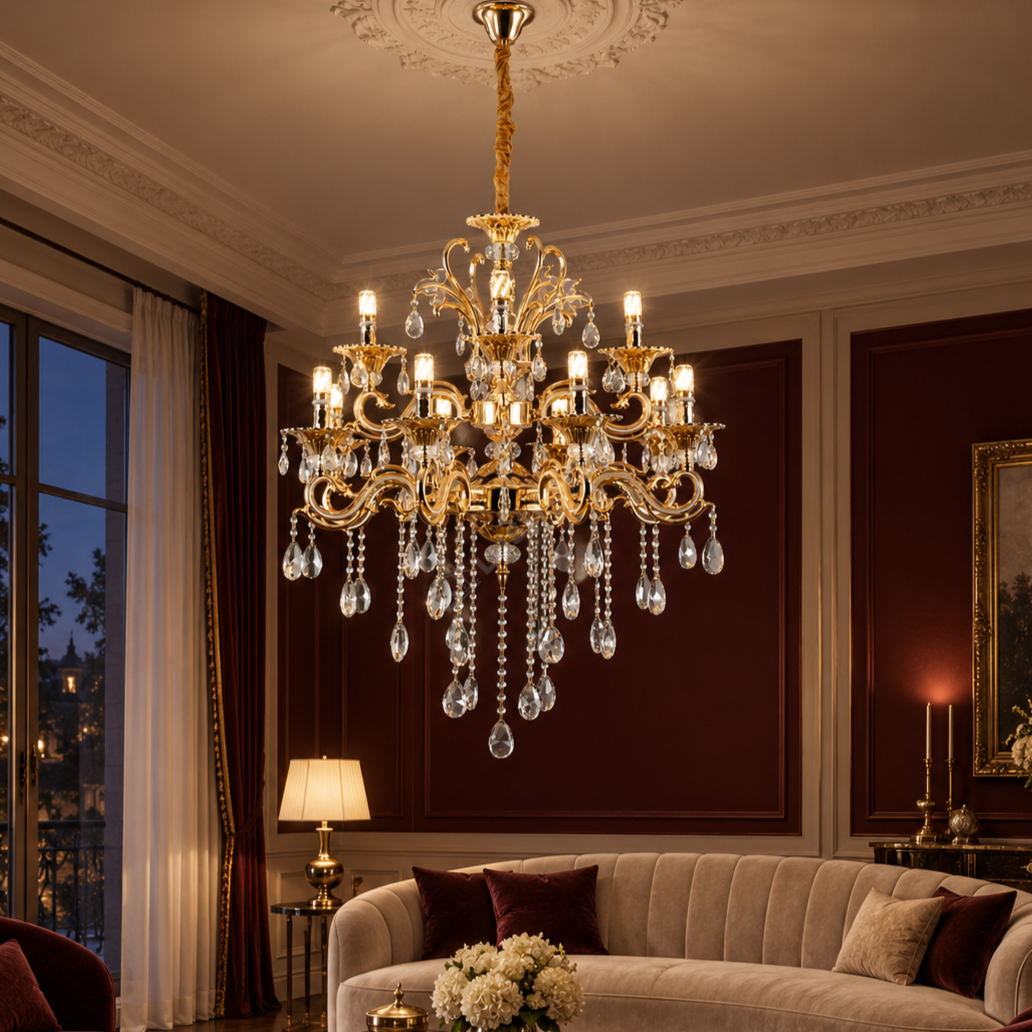 Candelabru Neoclasic Elegance Gold 8xE14 Ø74CM