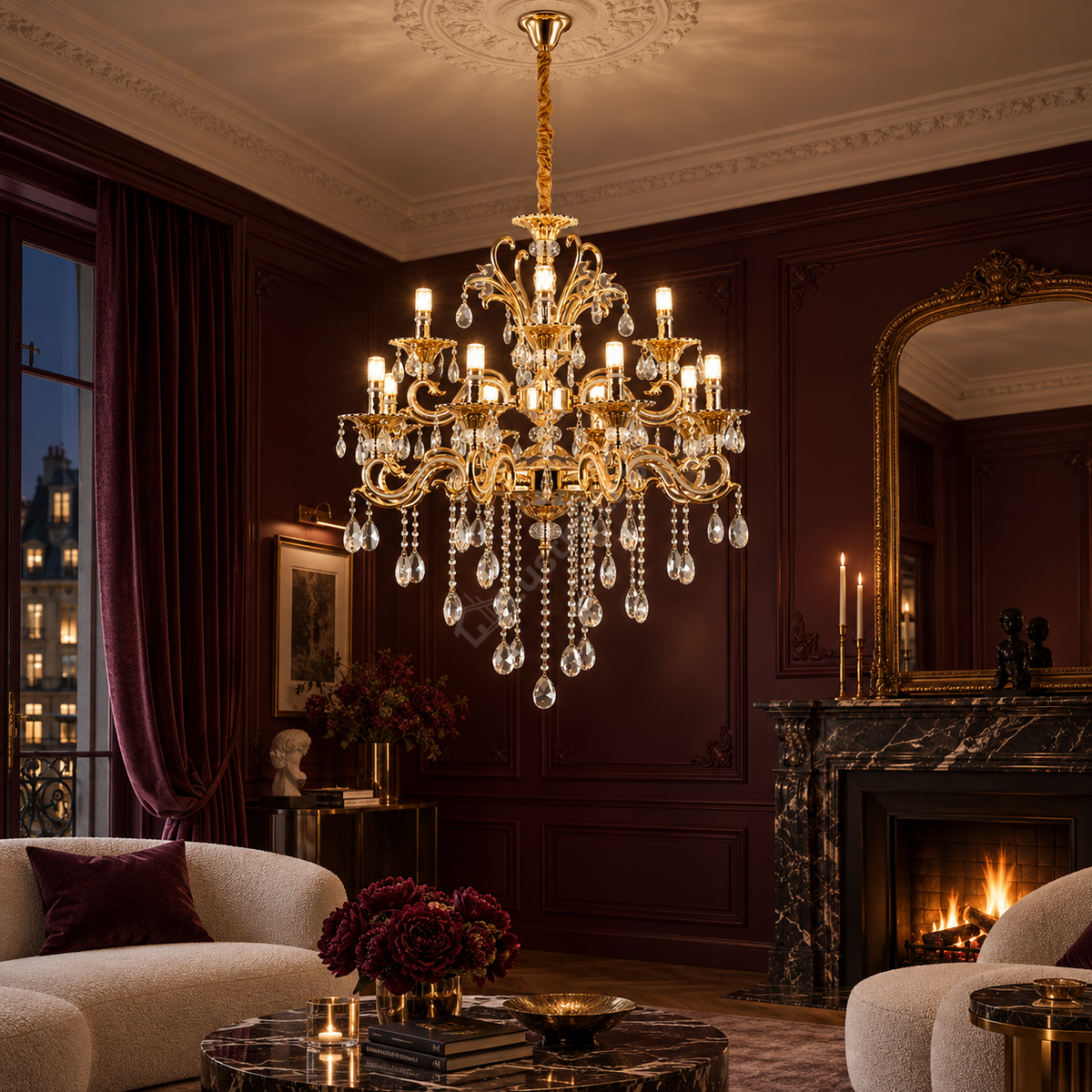Candelabru Neoclasic Elegance Gold 8xE14 Ø74CM