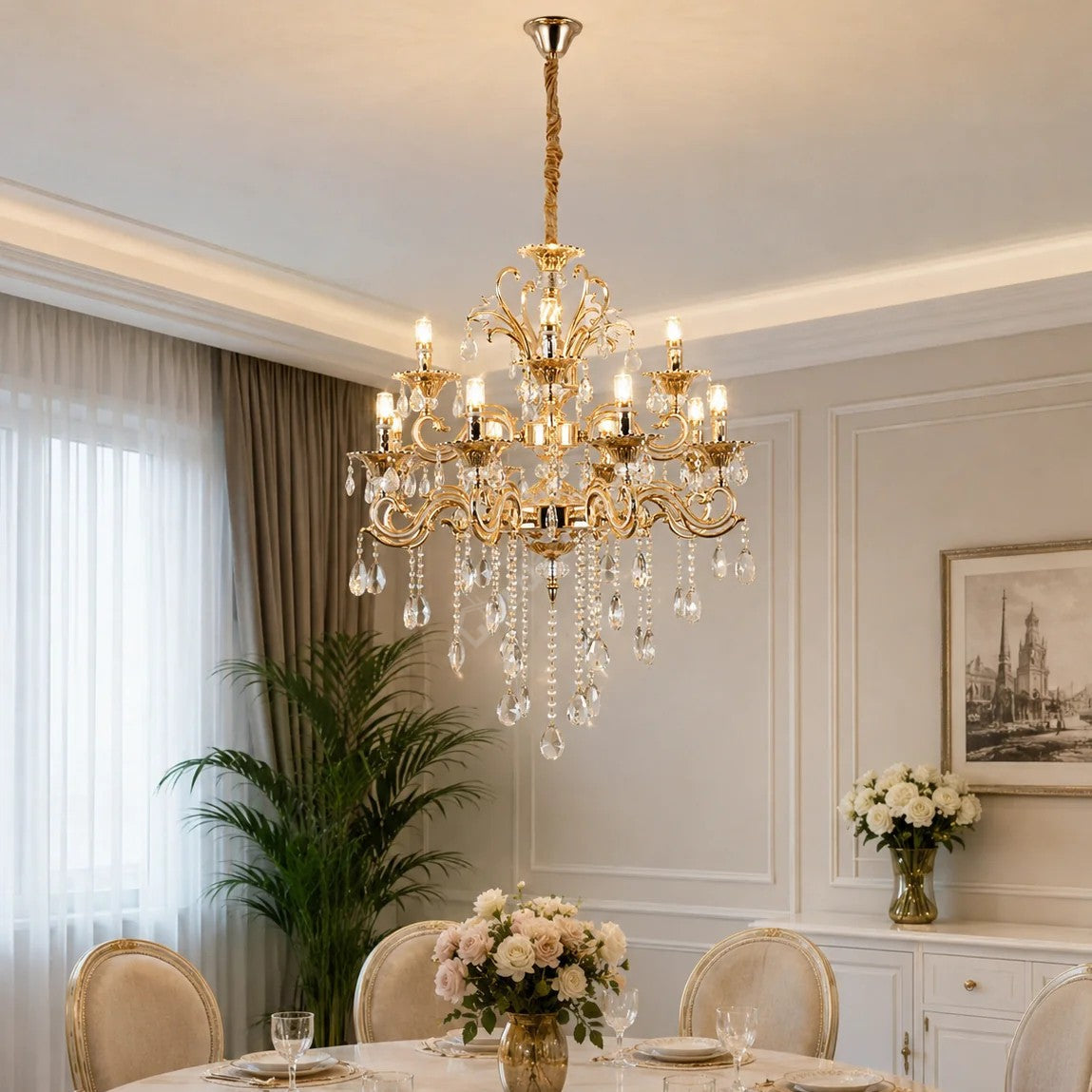 Candelabru Neoclasic Elegance Gold 8xE14 Ø74CM