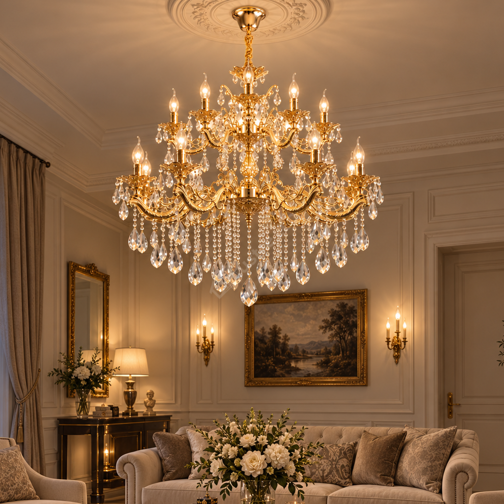 Candelabru Neoclasic Versailles Gold 15xE14 Ø99CM
