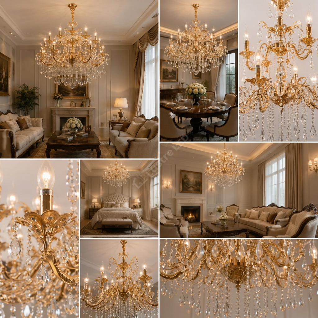 Candelabru Neoclasic Versailles Gold 15xE14 Ø99CM