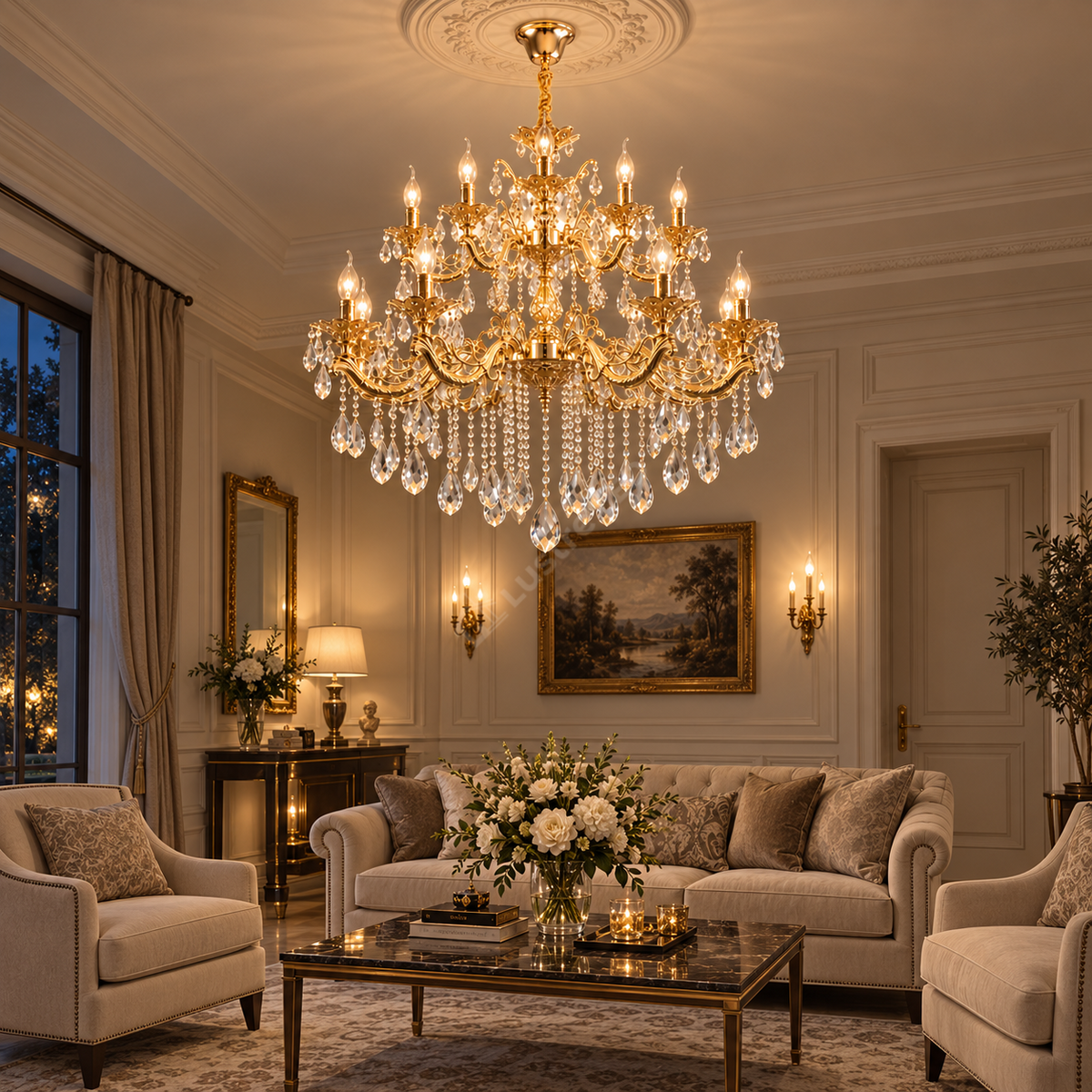 Candelabru Neoclasic Versailles Gold 15xE14 Ø99CM