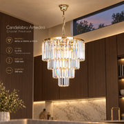 Candelabru Suspendat Amedeo Crystal Gold Premium Ø39CM