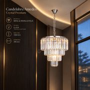 Candelabru Suspendat Amedeo Crystal Silver Premium Ø39CM