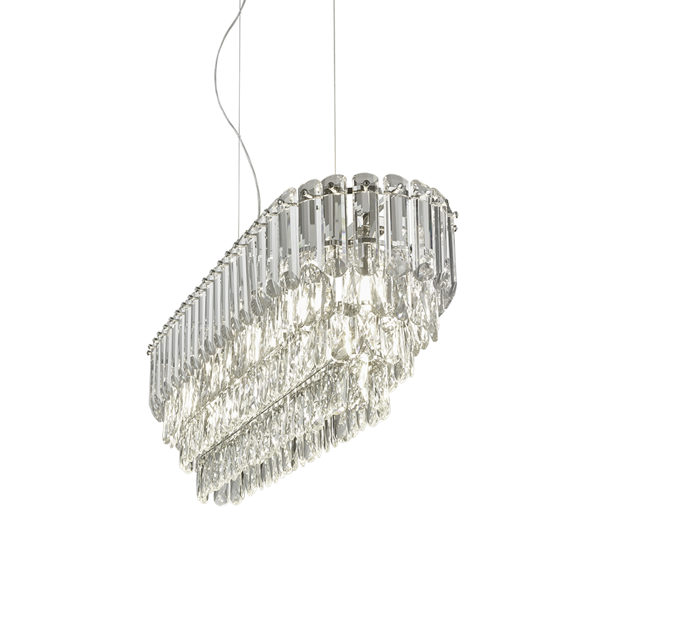 Candelabru Suspendat Premium Malizia Silver Crystal 10xE14