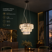 Candelabru Suspendat Tifanny Crystal Black Premium Ø40CM
