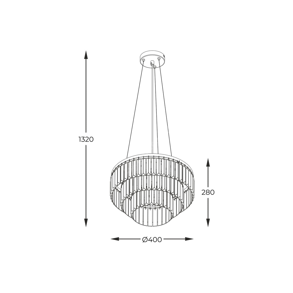 Candelabru Suspendat Tifanny Crystal Black Premium Ø40CM
