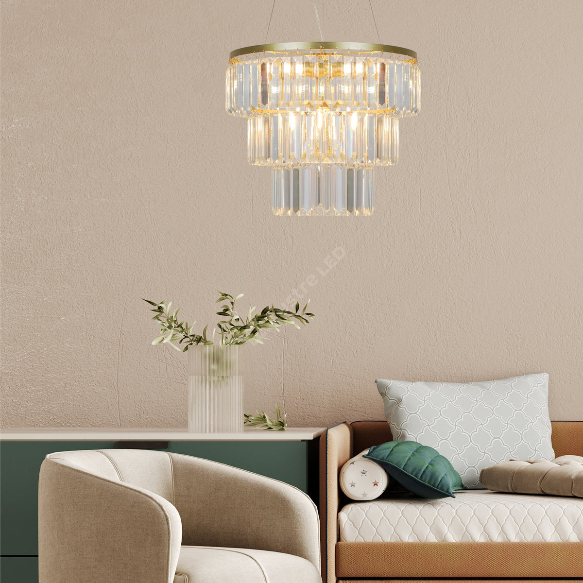 Candelabru Suspendat Tifanny Crystal Gold Premium Ø40CM