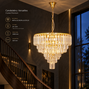 Candelabru Suspendat Versailles Crystal Gold Premium Ø61CM