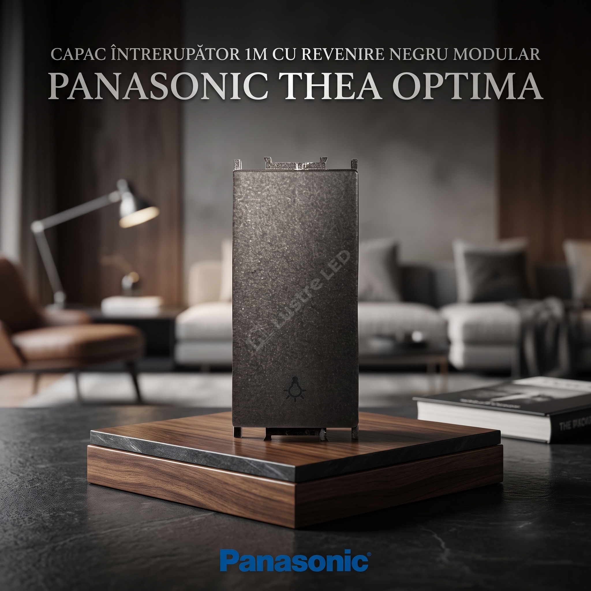 Capac Intrerupator 1M cu Revenire Negru Modular Panasonic Thea Optima