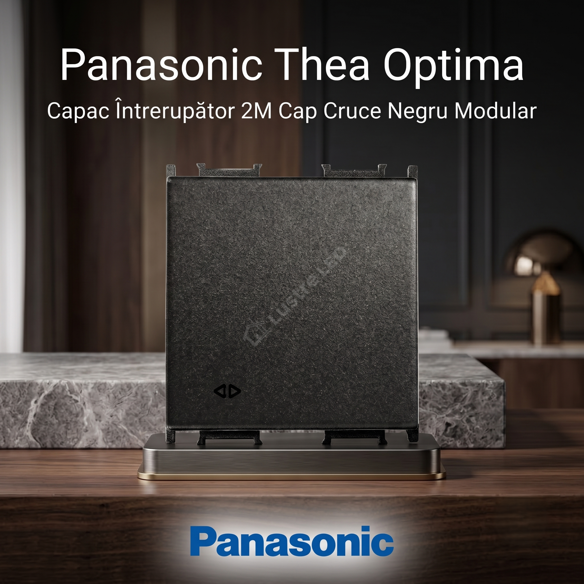 Capac Intrerupator 2M Cap Cruce Negru Modular Panasonic Thea Optima