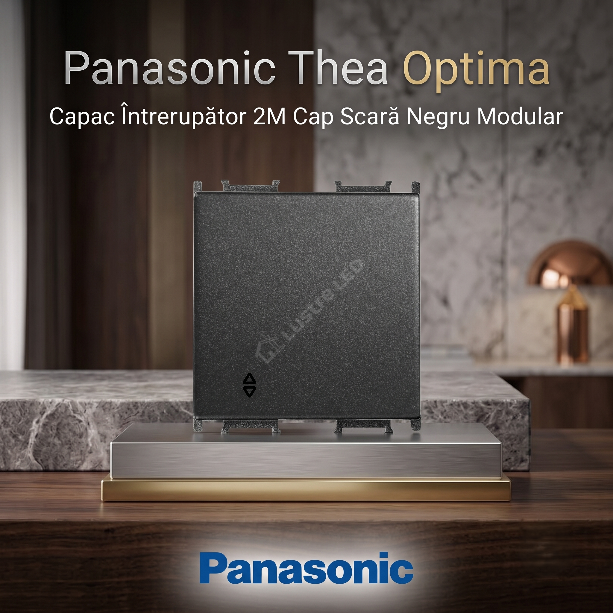 Capac Intrerupator 2M Cap Scara Negru Modular Panasonic Thea Optima