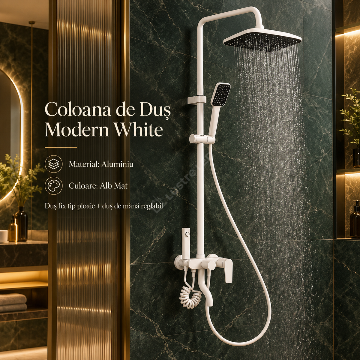 Coloana de Dus Alb Mat Design Modern
