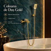 Coloana de Dus Auriu 3 Functii Design Slim Reglabil