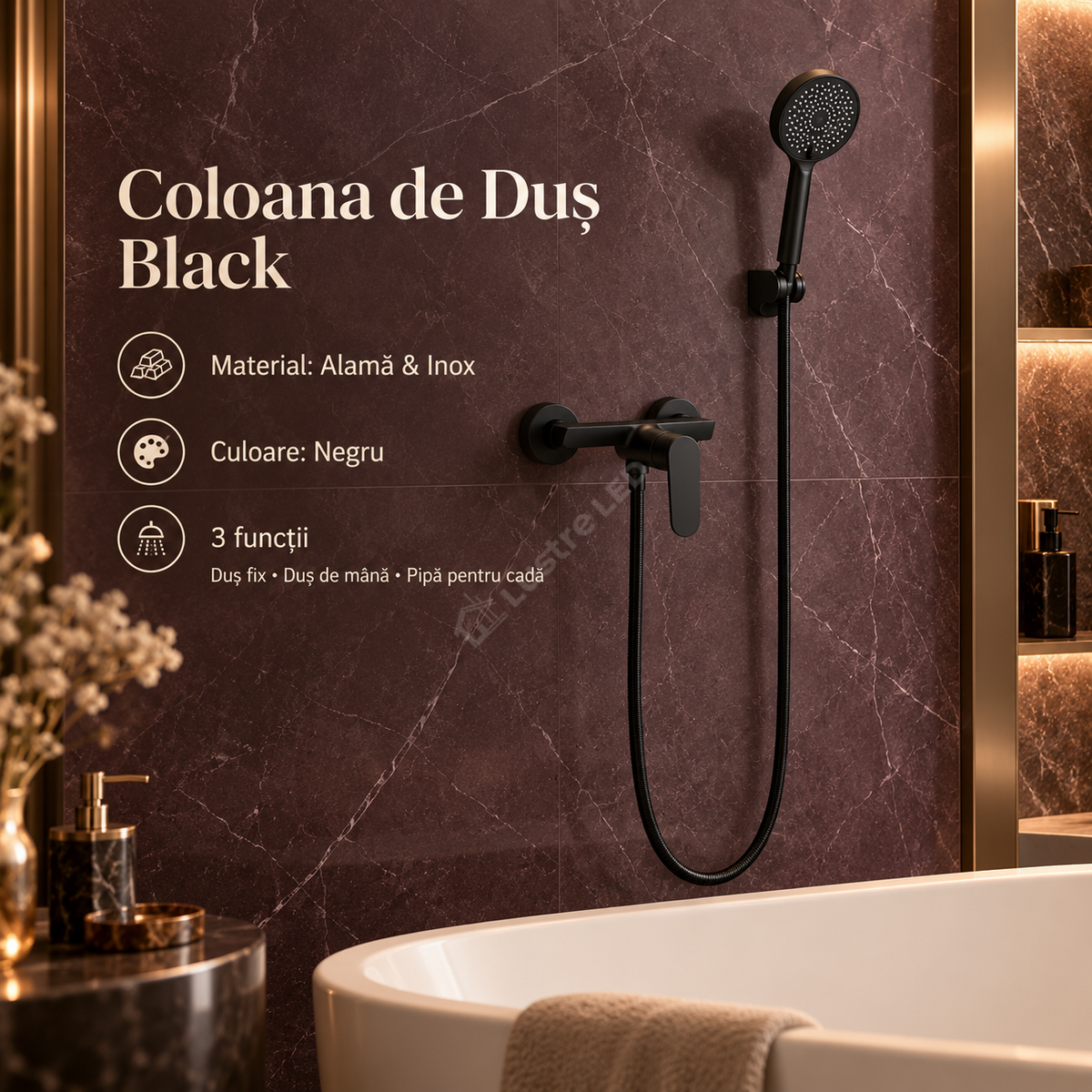 Coloana de Dus Manerul in Jos Negru Mat 3 Functii
