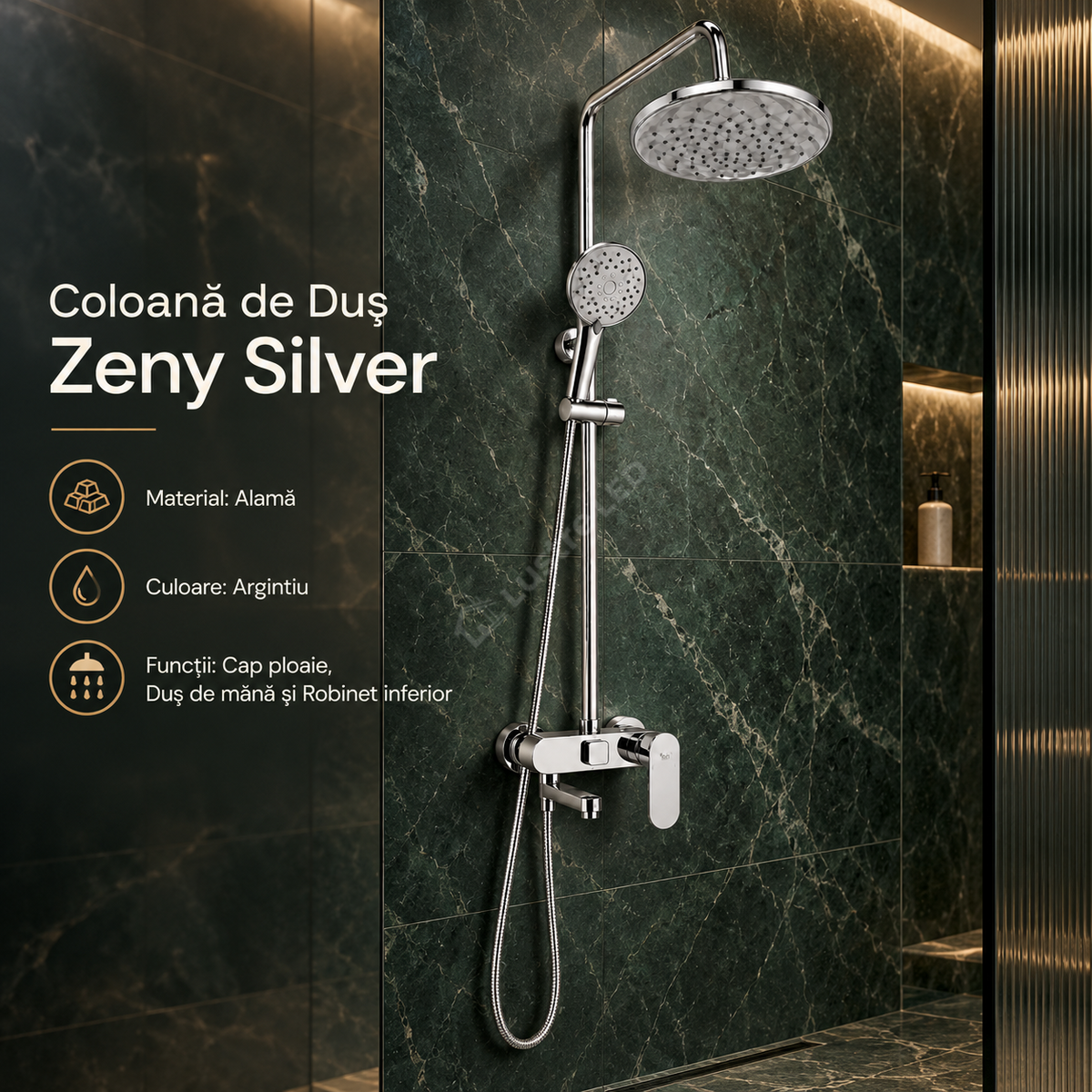 Coloana de Dus Zeny Silver din Alama
