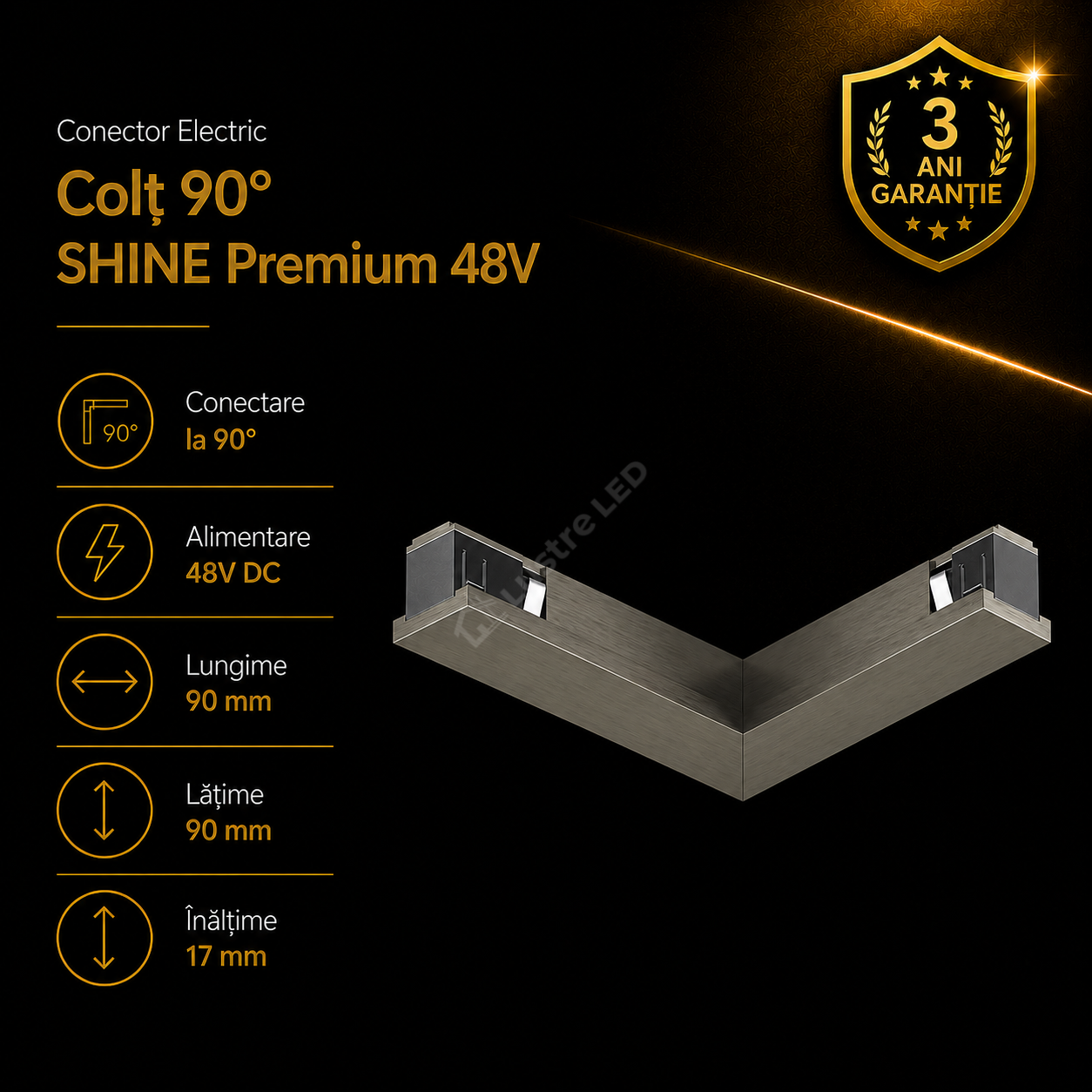 Conector Colt Alimentare Sina Magnetica SHINE BASE TRACK Dark Nickel Premium 9CM