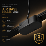 Conector de Alimentare pentru Șină Magnetică AIR BASE Black Premium | 48V DC