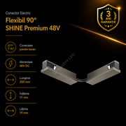 Conector Flexibil Alimentare Sina Magnetica SHINE BASE TRACK Dark Nickel Premium Perete - Tavan