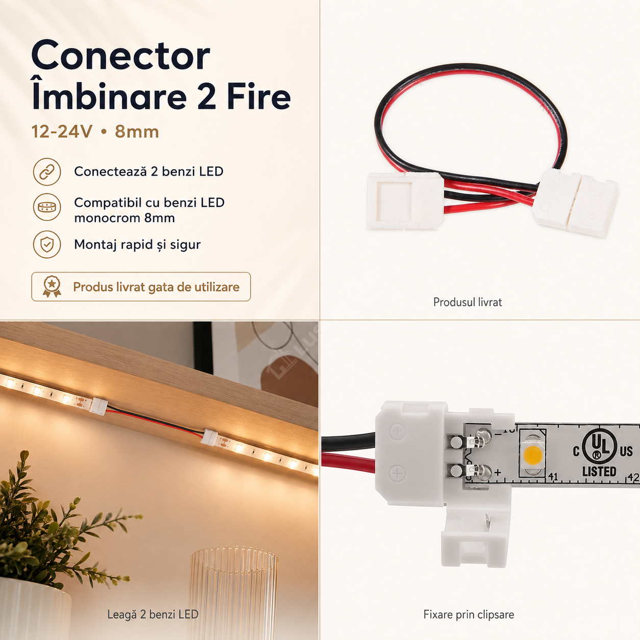 Conector Imbinare 2 Fire 12-24V 8mm