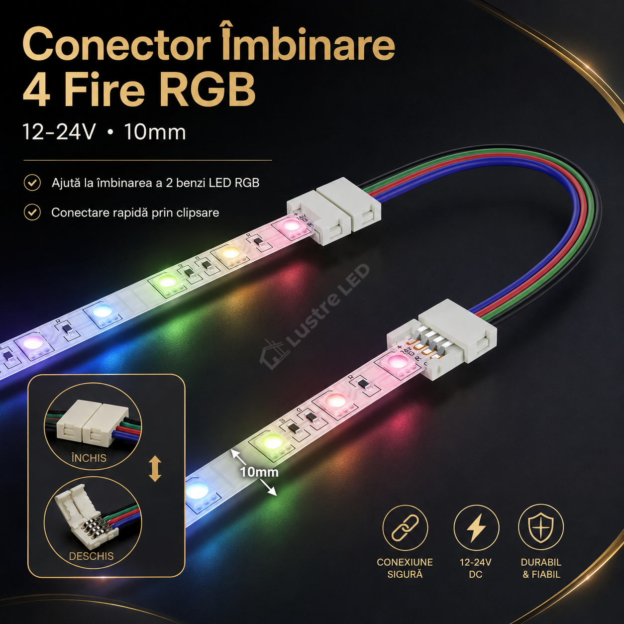 Conector Imbinare 4 Fire RGB 12-24V 10mm