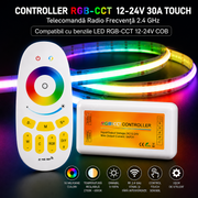 Controller RGB-CCT 12-24V 30A Touch Alb Telecomanda RF