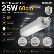 Corp Iluminat LED 25W 60cm IP65 CCT 2520lm Interconectabil