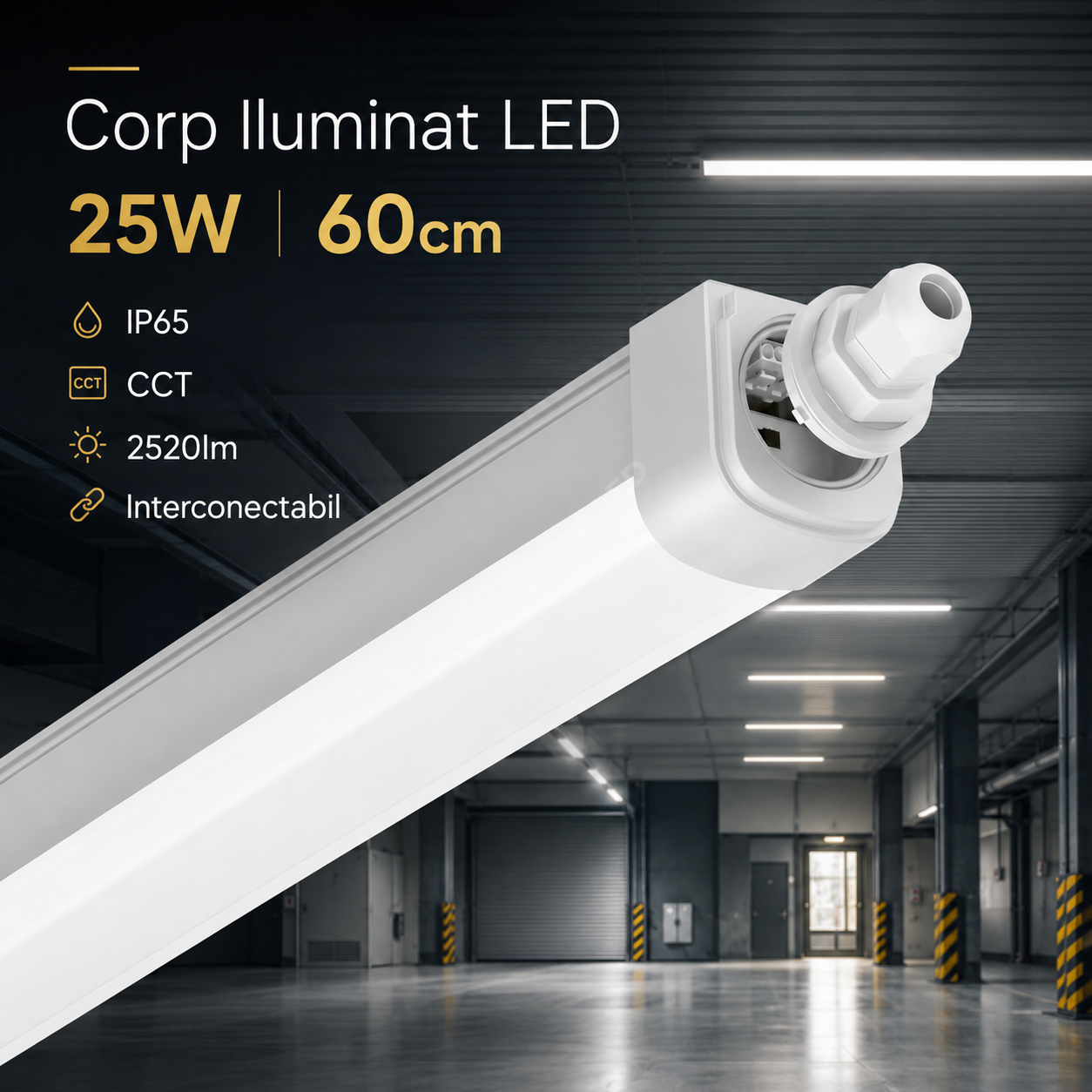 Corp Iluminat LED 25W 60cm IP65 CCT 2520lm Interconectabil