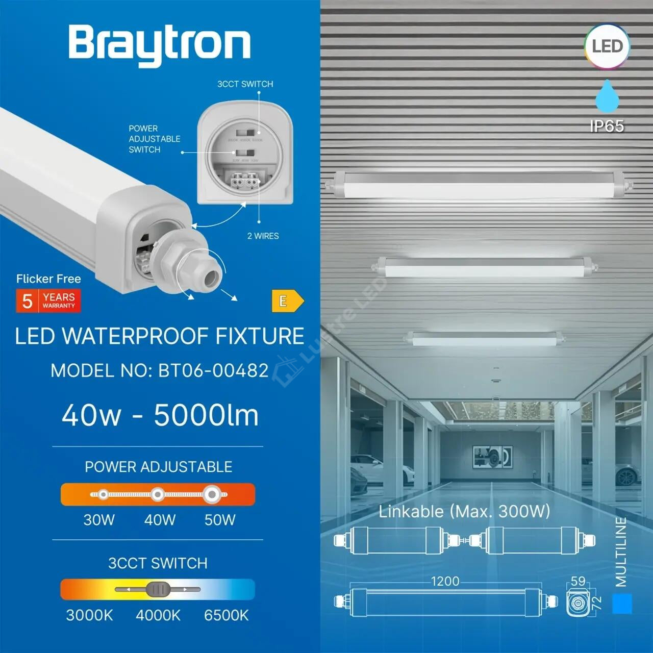 Corp Iluminat LED 50W 120cm IP65 CCT 5000lm Interconectabil