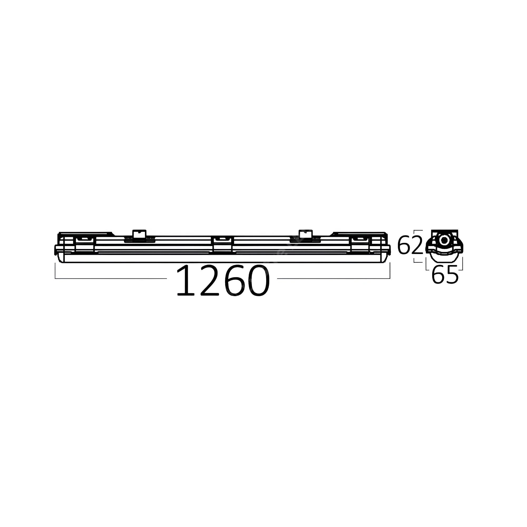 Corp Tub LED Transparent T8 1x120cm IP65 Exterior