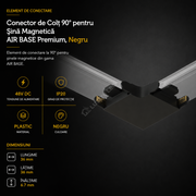 Element Îmbinare 90° pentru Șină Magnetică AIR BASE Black Premium | 48V DC