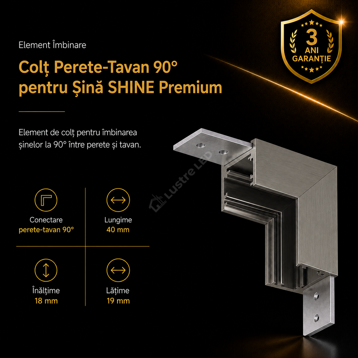 Element Imbinare Colt Sina Magnetica SHINE TRACK Dark Nickel Premium Perete - Tavan