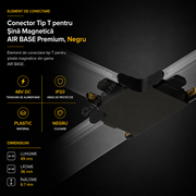 Element Îmbinare Tip T pentru Șină Magnetică AIR BASE Black Premium | 48V DC