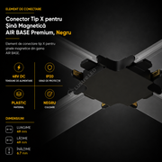 Element Îmbinare Tip X pentru Șină Magnetică AIR BASE Black Premium | 48V DC