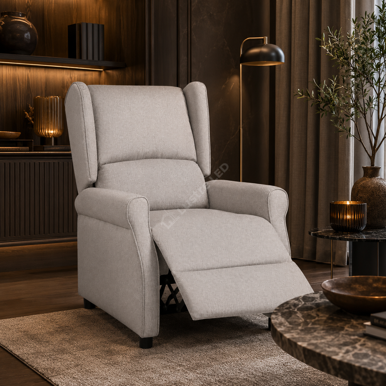 Fotoliu Recliner STILO Bright Gray Spatar Inalt cu Suport Picioare