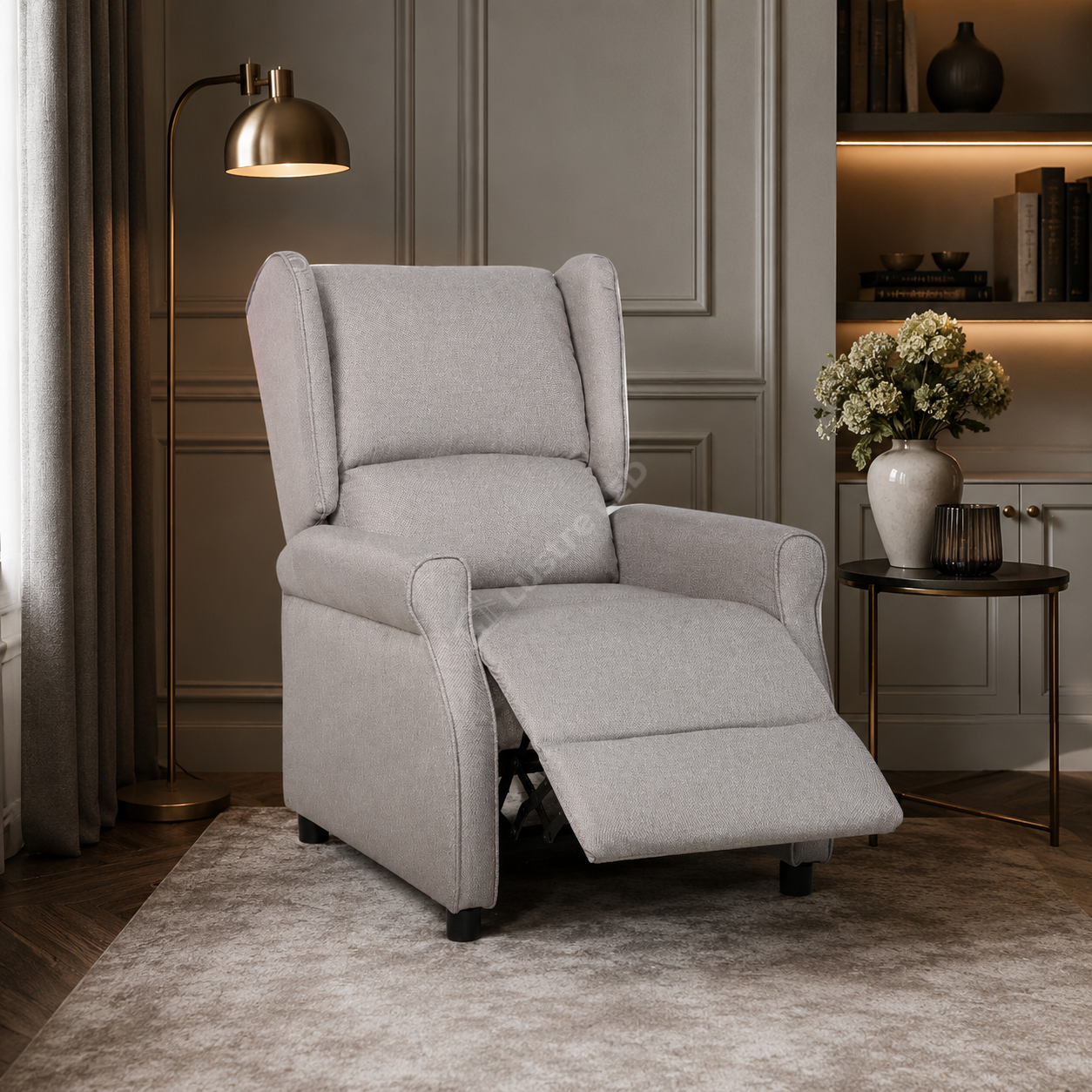 Fotoliu Recliner STILO Bright Gray Spatar Inalt cu Suport Picioare