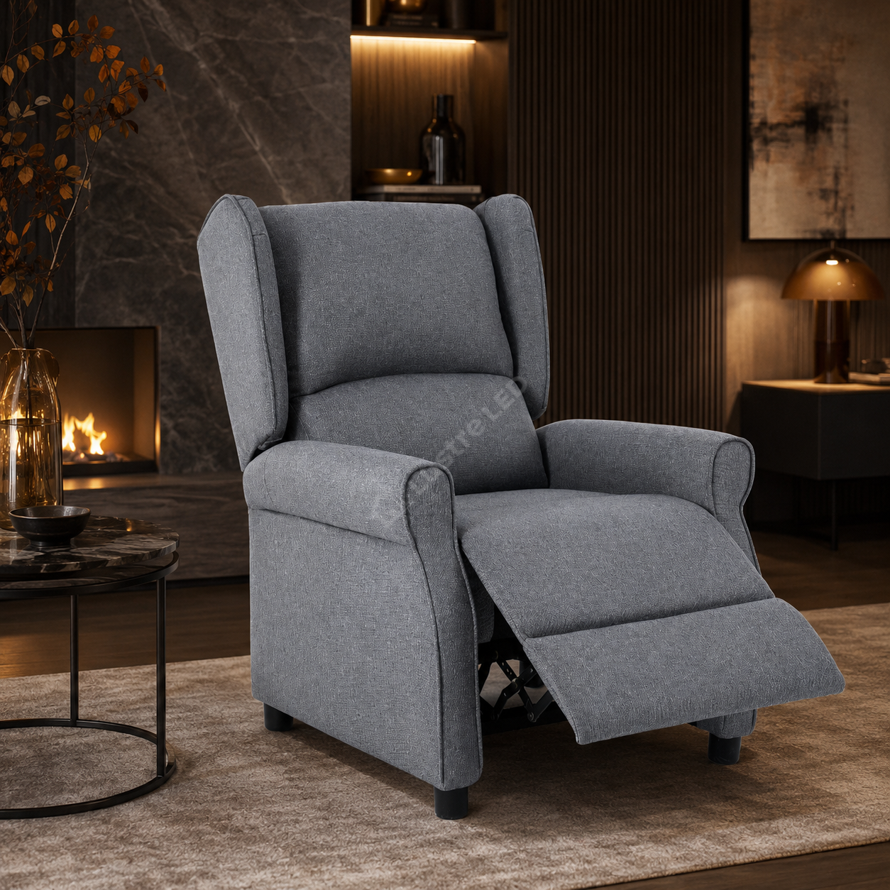 Fotoliu Recliner STILO Grey Spatar Inalt cu Suport Picioare
