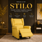 Fotoliu Recliner STILO Yelllow Spatar Inalt cu Suport Picioare