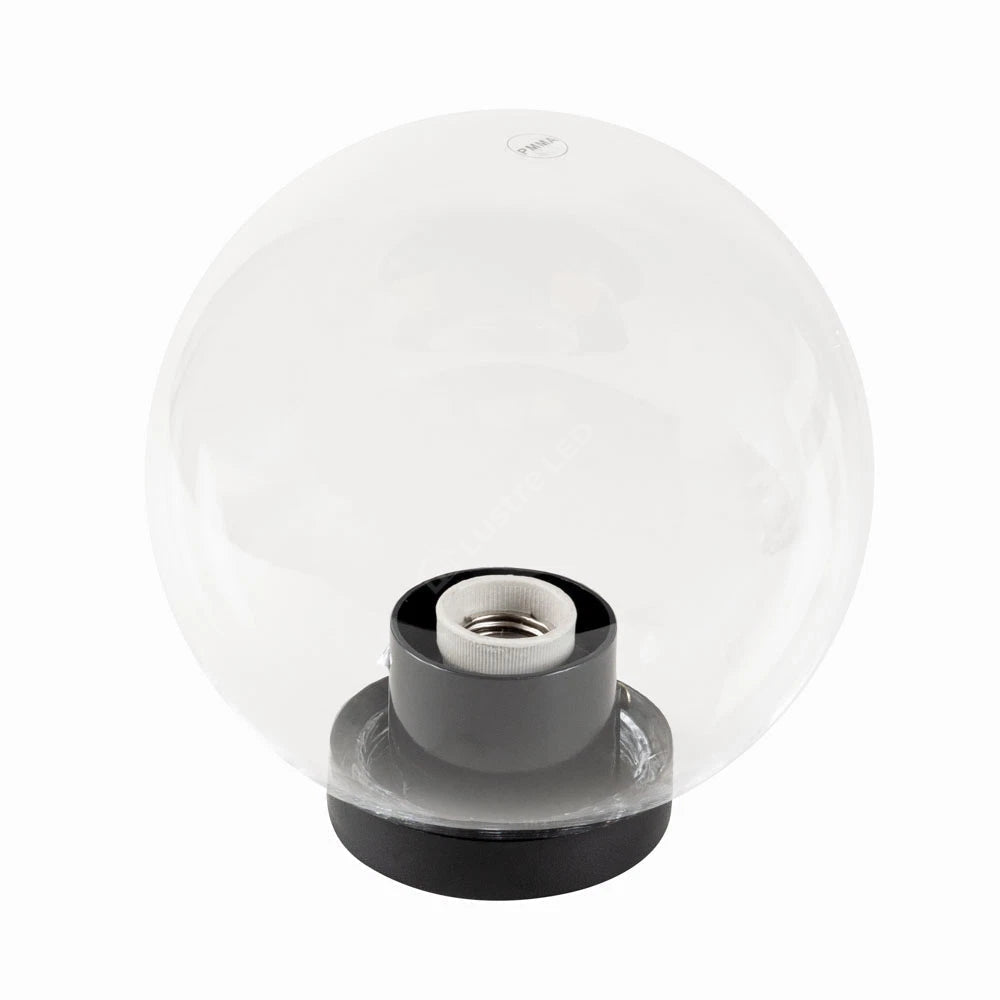 Glob de Gradina LUCA Black 1xE27 cu Abajur Transparent IP44 26CM