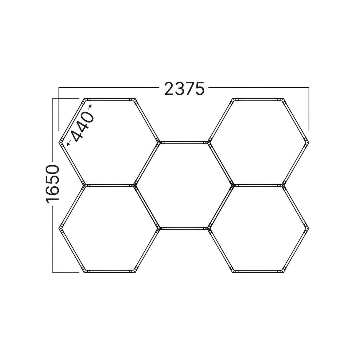 HoneyComb LED 5x Hexagoane 160W | 238x165CM | 17800lm | 6500K