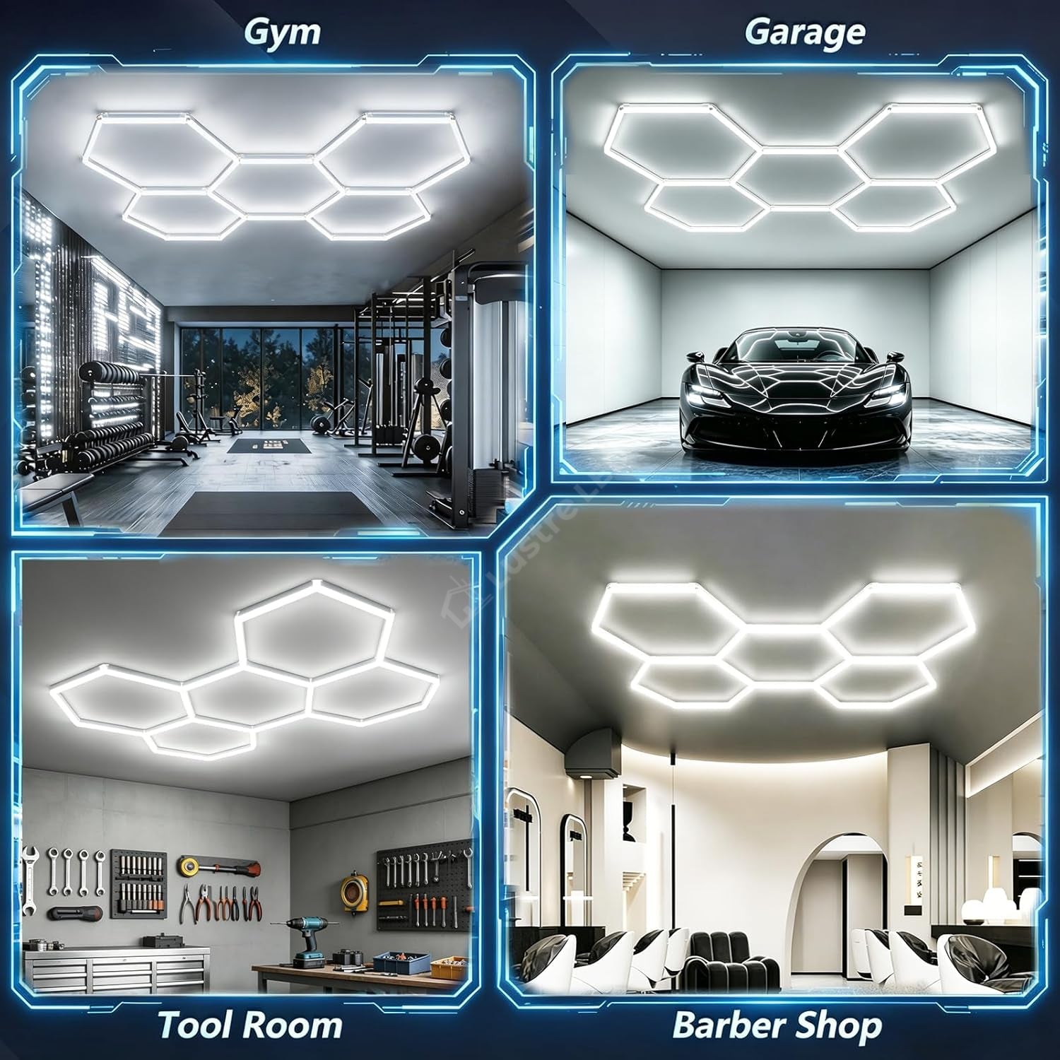 HoneyComb LED 5x Hexagone Aluminiu Premium 192W, 210x299cm, 21100lm, 6500K